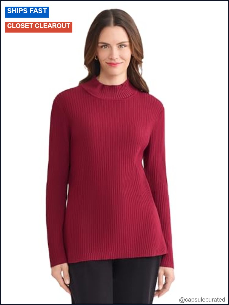 Long Sleeve Mock Neck Ribbed Top - Cotton Blend, Classic Fit, Versatile Styling